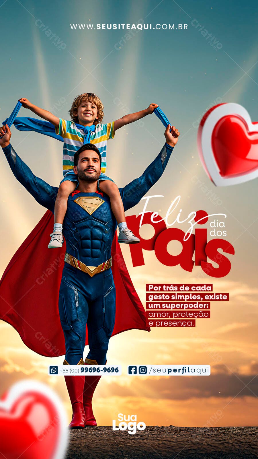Flyer Dia dos Pais Super-herói PSD Editável