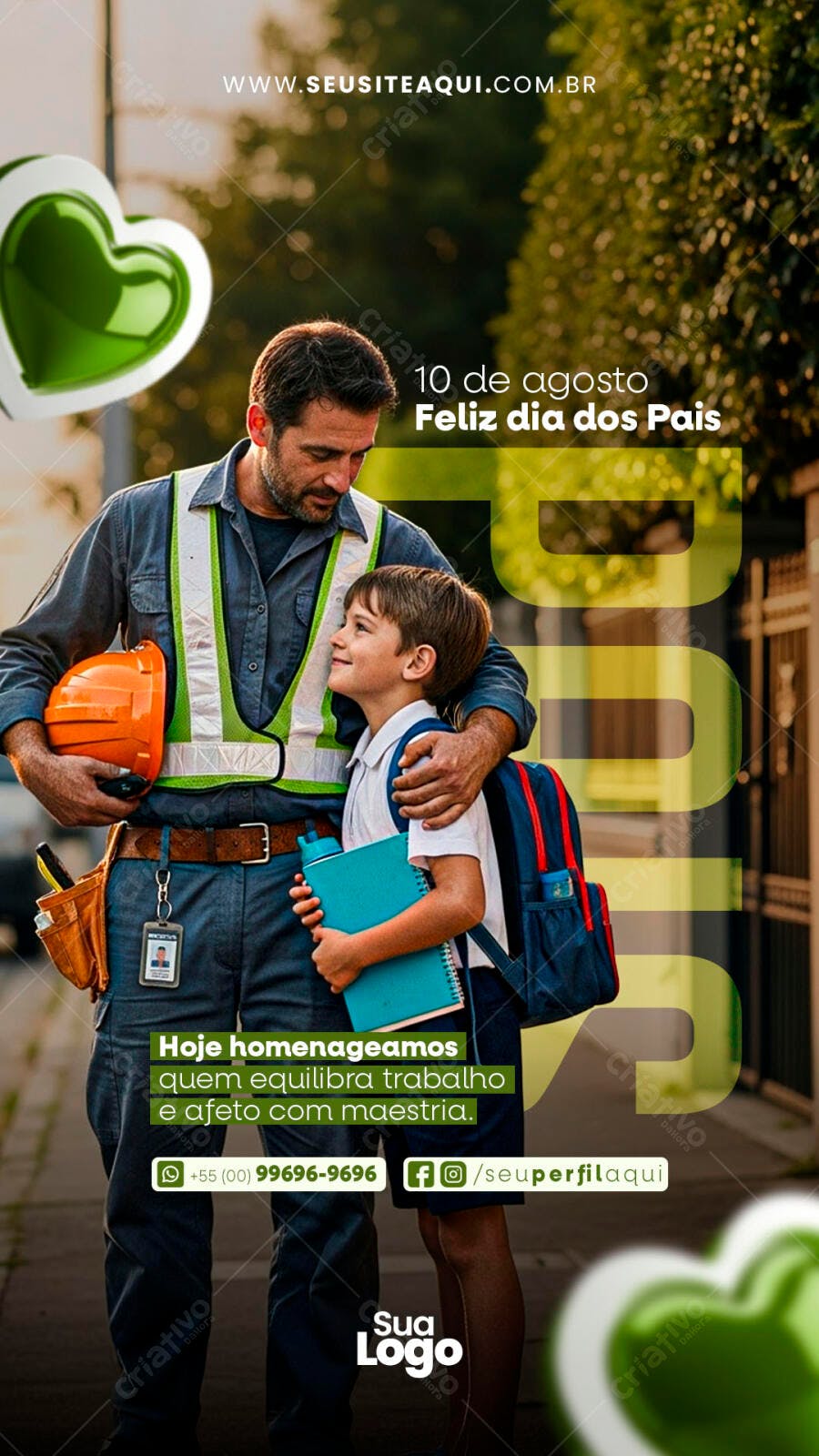 Flyer Dia dos Pais Pai e Filho PSD Editável