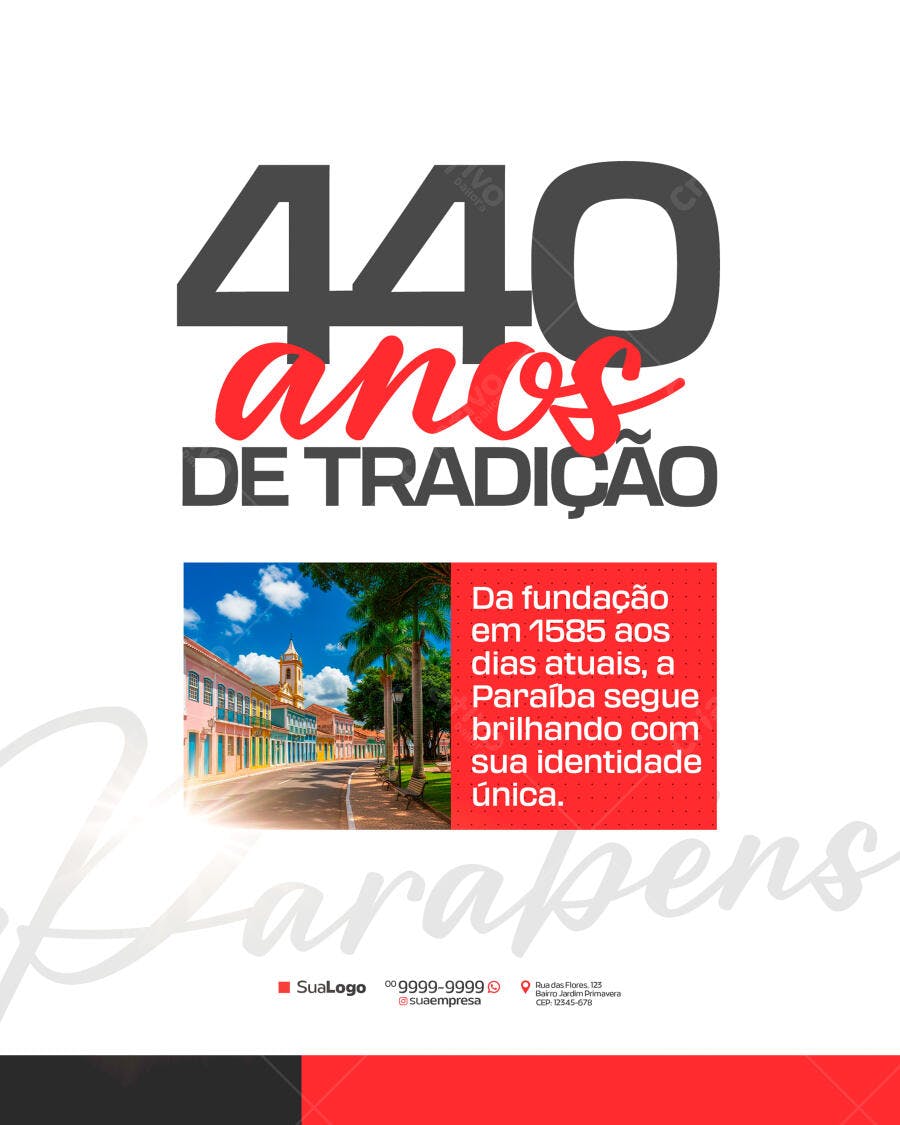 Flyer para Aniversário de 440 Anos PSD Editável