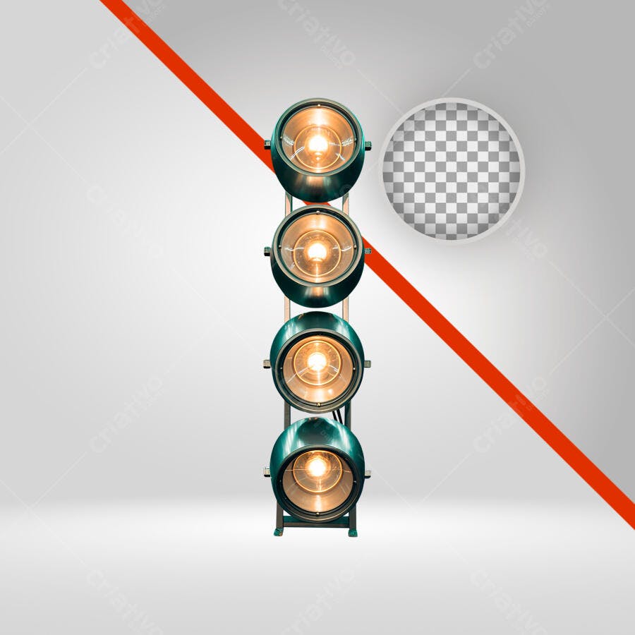 Mockup Lampada Verde Retro PNG com fundo transparente