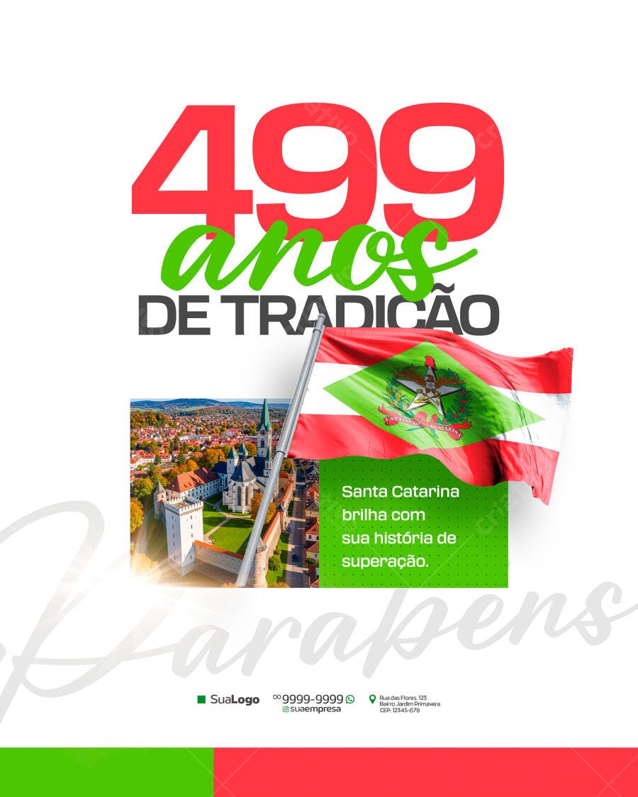 Flyer para Aniversário de Santa Catarina PSD Editável
