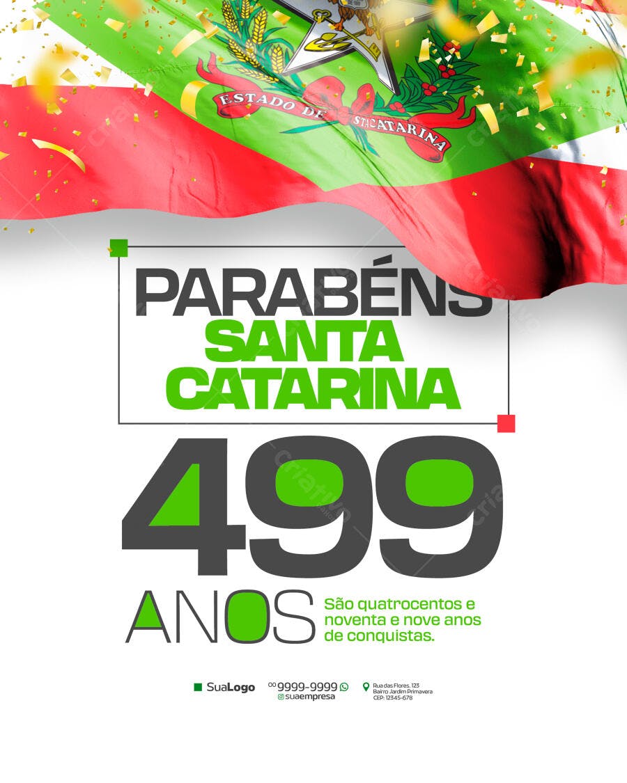 Flyer para Aniversário de Santa Catarina PSD Editável