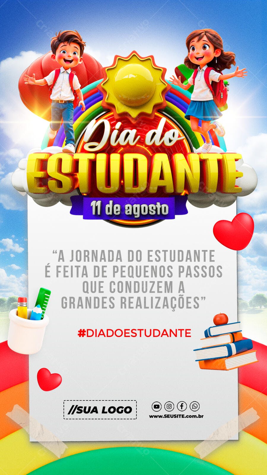 Flyer para o Dia do Estudante PSD Editável