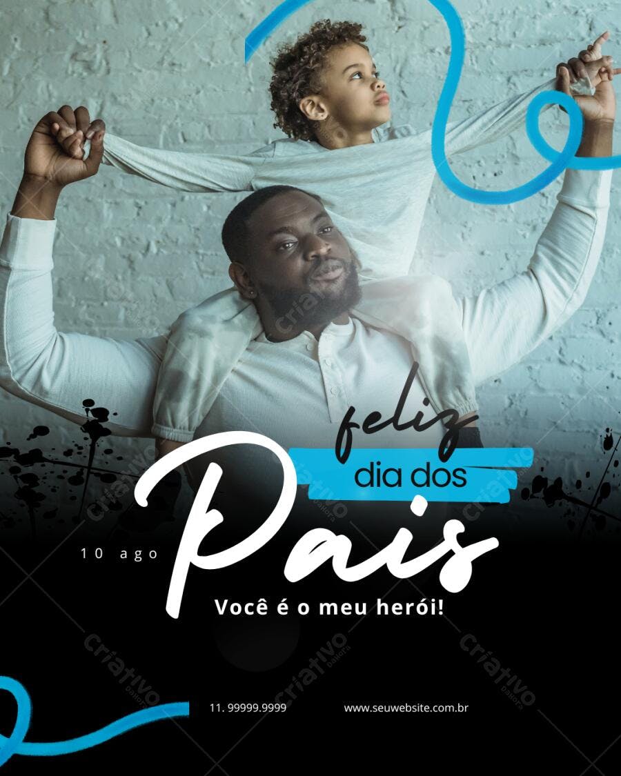Post Instagram Dia dos Pais com foto de pai e filho Editável no Canva