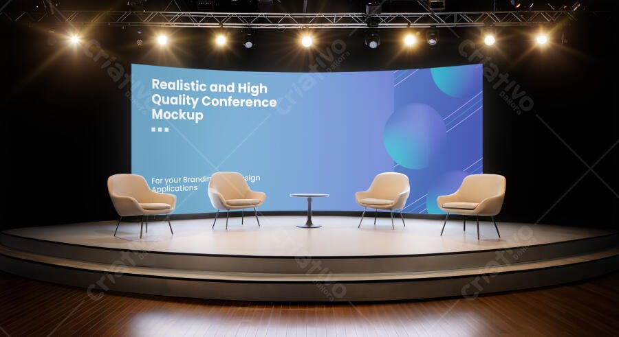 Mockup Realista de Palco para Conferência