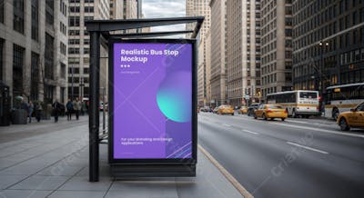 Mockup de Parada de Ônibus Realista em Cidade