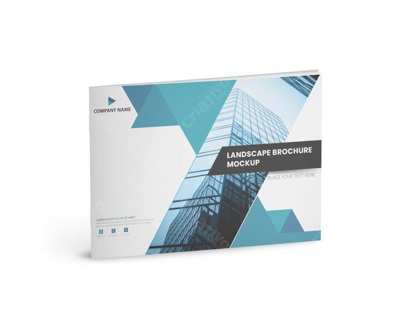Mockup de Brochura Paisagem: Design Moderno em Azul e Cinza