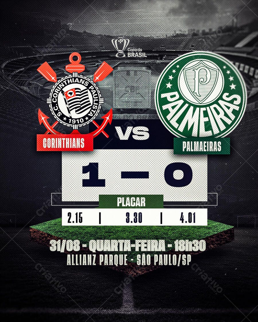 Flyer para Jogo Corinthians x Palmeiras PSD Editável