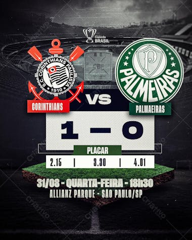 Flyer para Jogo Corinthians x Palmeiras PSD Editável