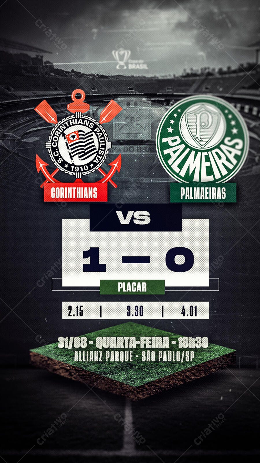 Flyer para Jogo Corinthians x Palmeiras PSD Editável