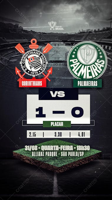 Flyer para Jogo Corinthians x Palmeiras PSD Editável