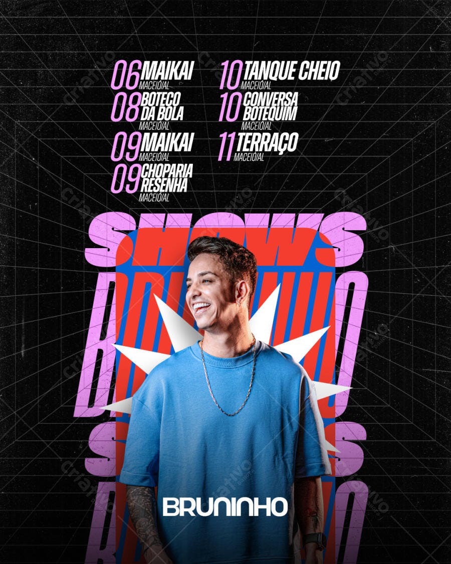 Flyer para Evento Musical com Bruninho PSD Editável