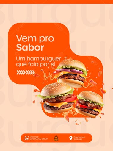Flyer para Lançamento de Hambúrguer PSD Editável