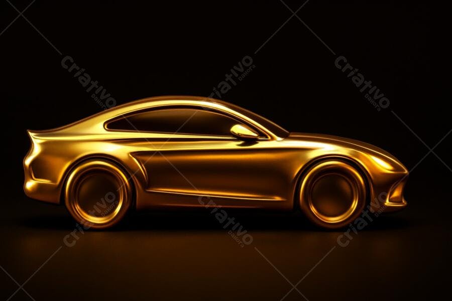 Carro dourado esportivo perfil