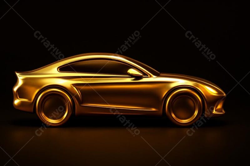 Carro dourado esportivo perfil