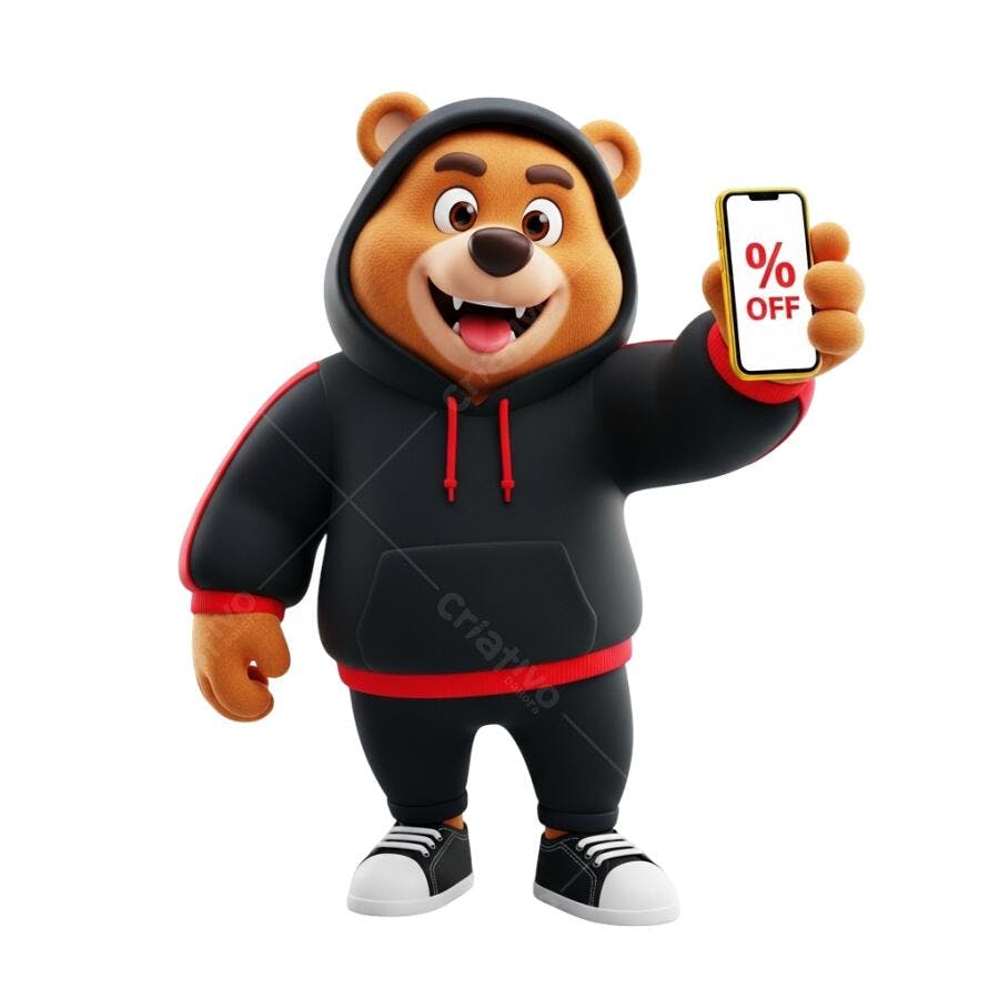 Banner Urso Promoção PNG com fundo transparente