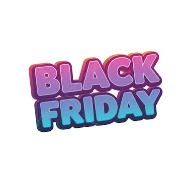 Black Friday banner with a 3D cartoon style design in pink, purple and blue hues.  Transparent background for easy use in any project. Perfect for social media or websites.