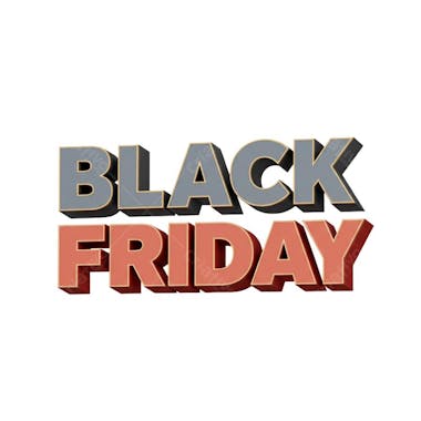 3D Black Friday banner with fully transparent background.  Features grey and coral colors in a modern, clean style. Perfect for websites and social media marketing.