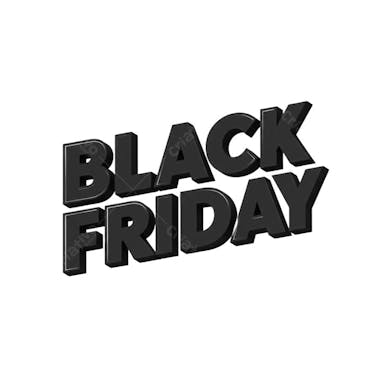 Black Friday banner in PNG format with transparent background.  Features 3D black text on a white background. High-resolution image perfect for social media, websites, and marketing campaigns. Fully transparent background.