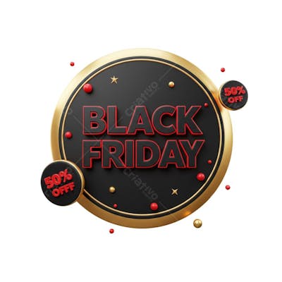Selo 3D Black Friday dourado e preto