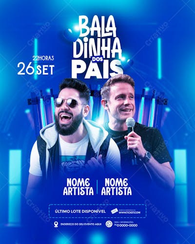 Flyer para Balada "Baladinha dos Pais" PSD Editável