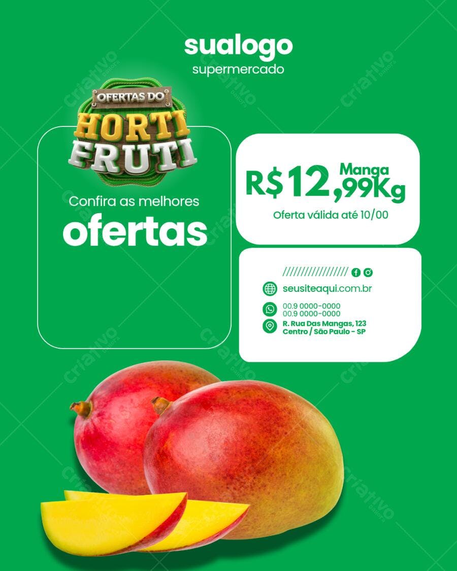 Post Instagram Promoção de Manga Vermelha Editável no Canva