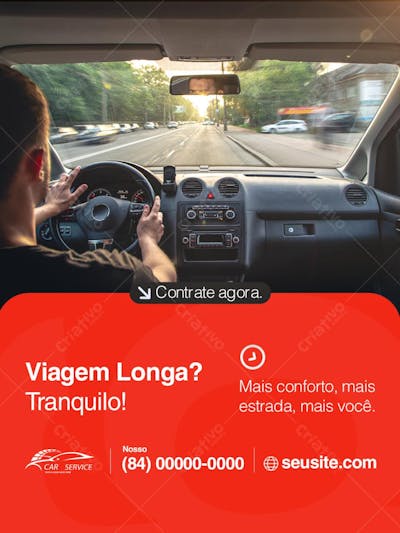 Post para Redes Sociais Serviço de Carro PSD Editável