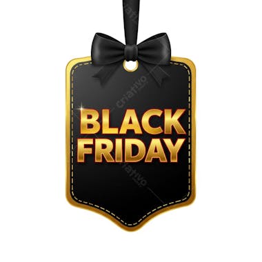 Black Friday PNG banner with transparent background. Elegant black and gold design with a black ribbon bow.  "Black Friday" text in gold on a black background. Perfect for marketing campaigns.