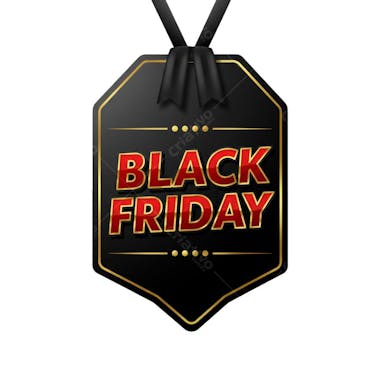 Black Friday banner PNG with transparent background. Predominantly black, red and gold. Elegant and sophisticated style. Text "Black Friday" in red and gold on black background. Fully transparent background for easy application on any design.