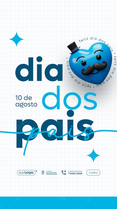 Flyer Dia dos Pais Azul e Branco PSD Editável