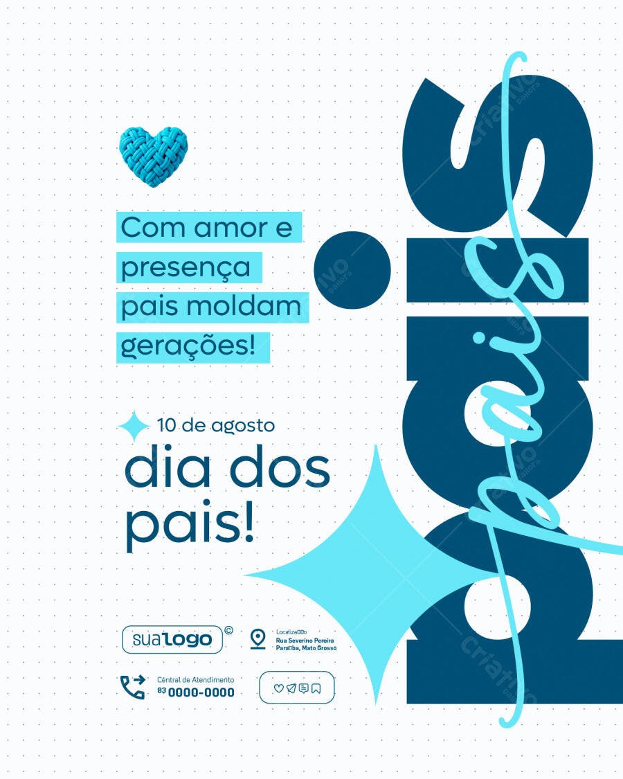 Flyer Dia dos Pais PSD Editável - Azul e Ciano