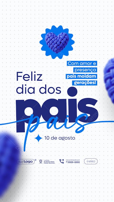 Flyer Dia dos Pais com Coração Azul PSD Editável