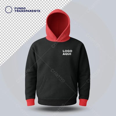 Mockup de Moletom com Capuz Preto e Vermelho - Estilo Moderno