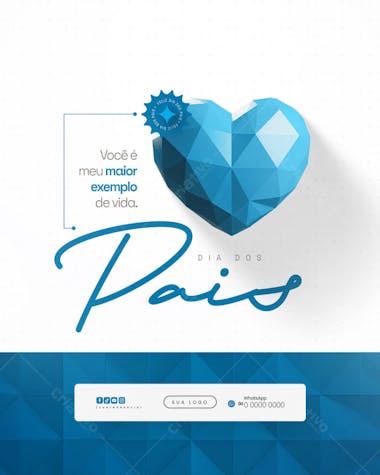 Modern and elegant Father's Day post design. Featuring a geometric heart and a heartfelt message in shades of blue. Perfect for social media, blogs, and virtual cards. Target audience: children and adults looking to honor their fathers.