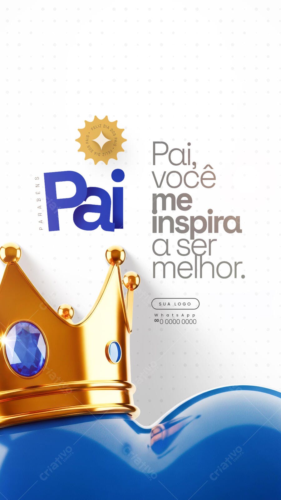 Flyer Dia dos Pais PSD Editável - Coroa Dourada e Azul