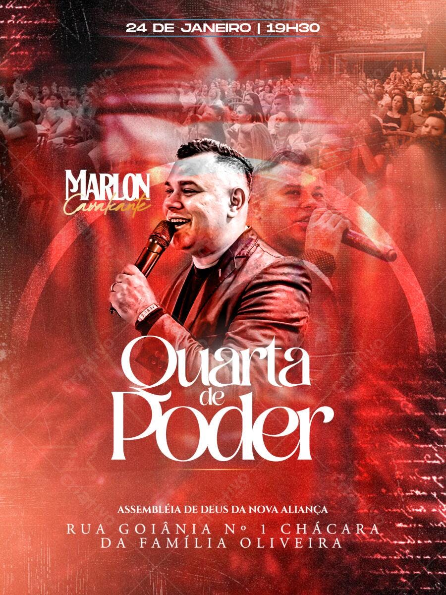 Flyer para Evento Gospel Marlon Campane PSD Editável