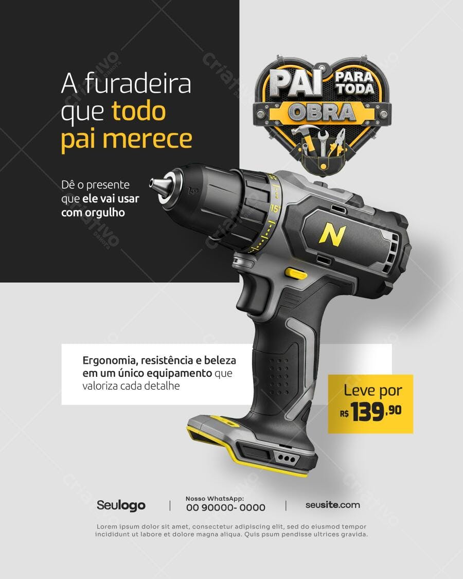 Banner Dia dos Pais Furadeira PSD Editável