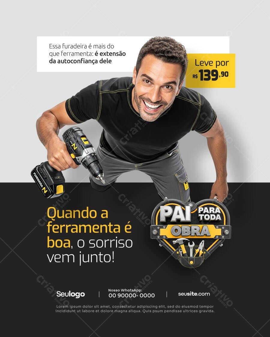 Flyer Dia dos Pais Ferramentas PSD Editável