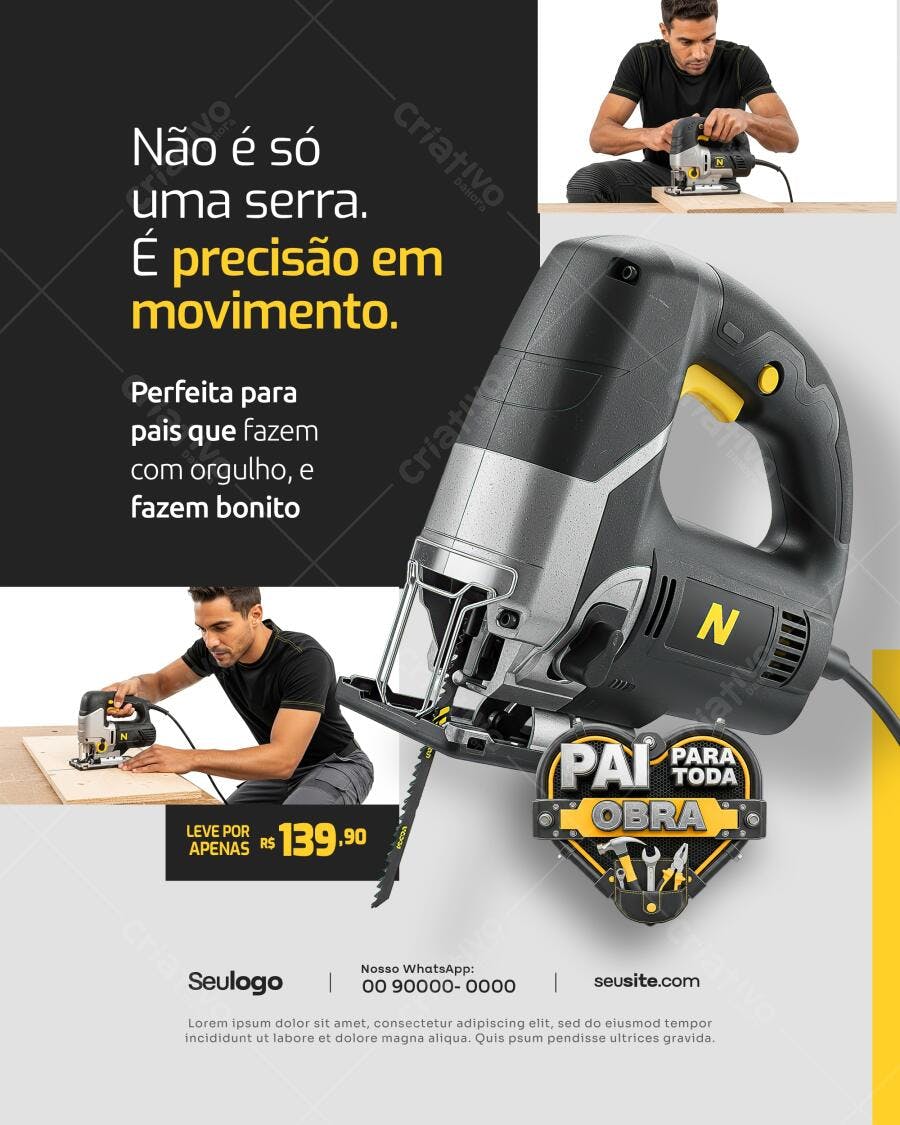 Flyer Dia dos Pais Serra Elétrica PSD Editável