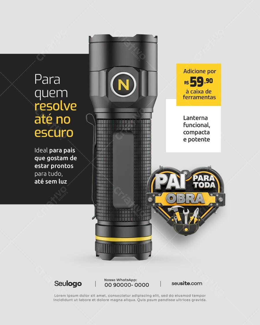 Flyer Dia dos Pais Lanterna PSD Editável