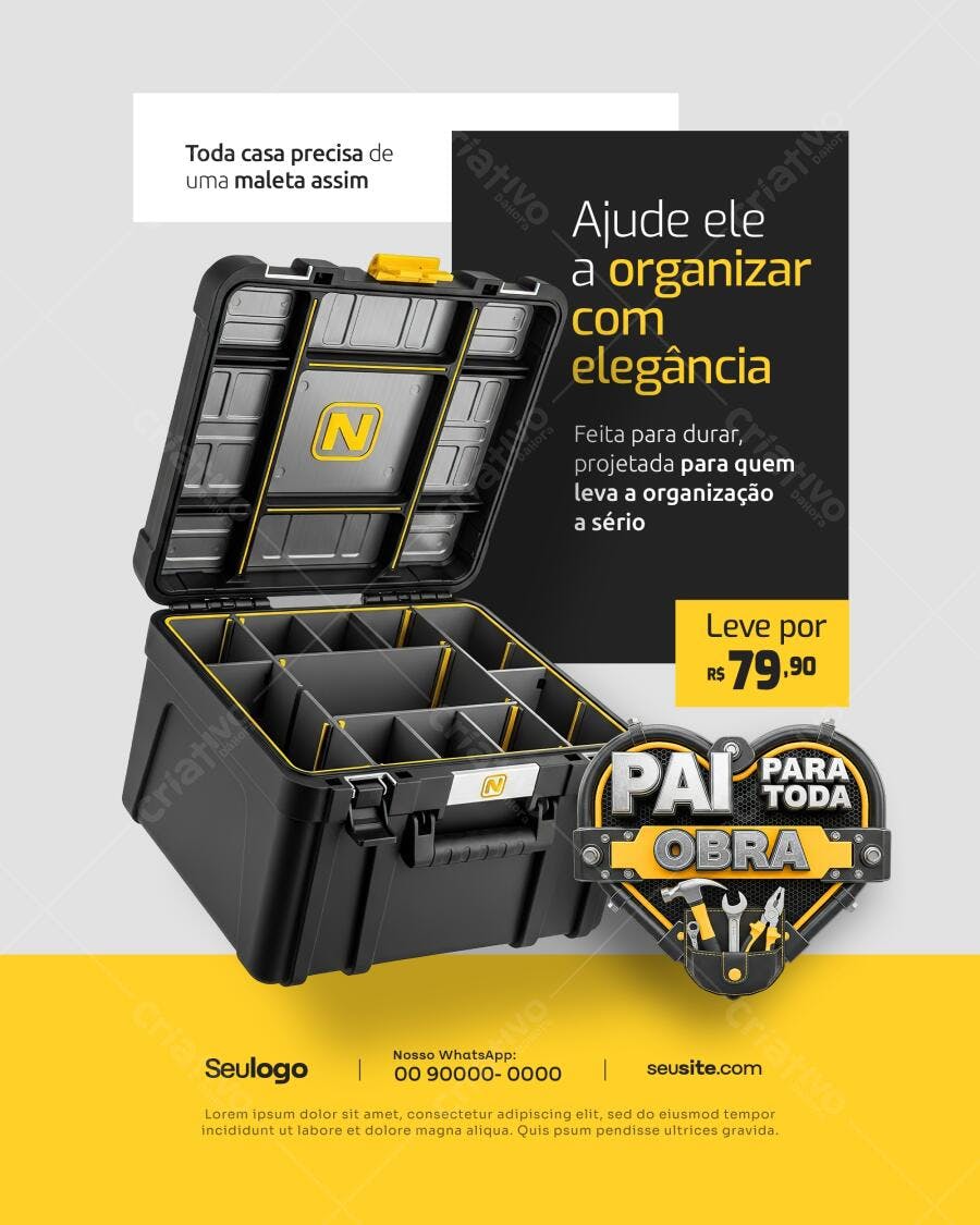 Flyer Dia dos Pais Maleta de Ferramentas PSD Editável