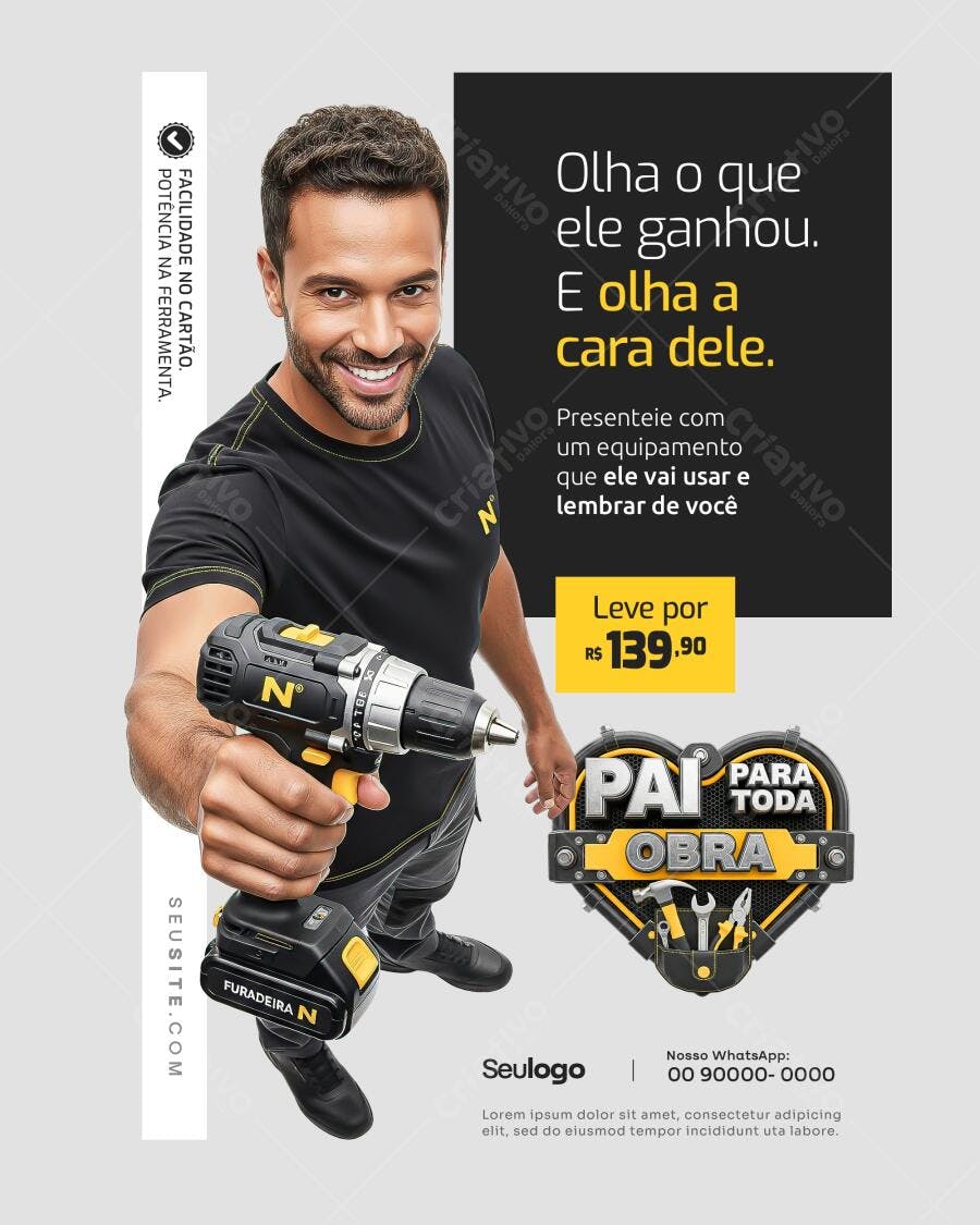 Flyer Dia dos Pais Ferramentas PSD Editável