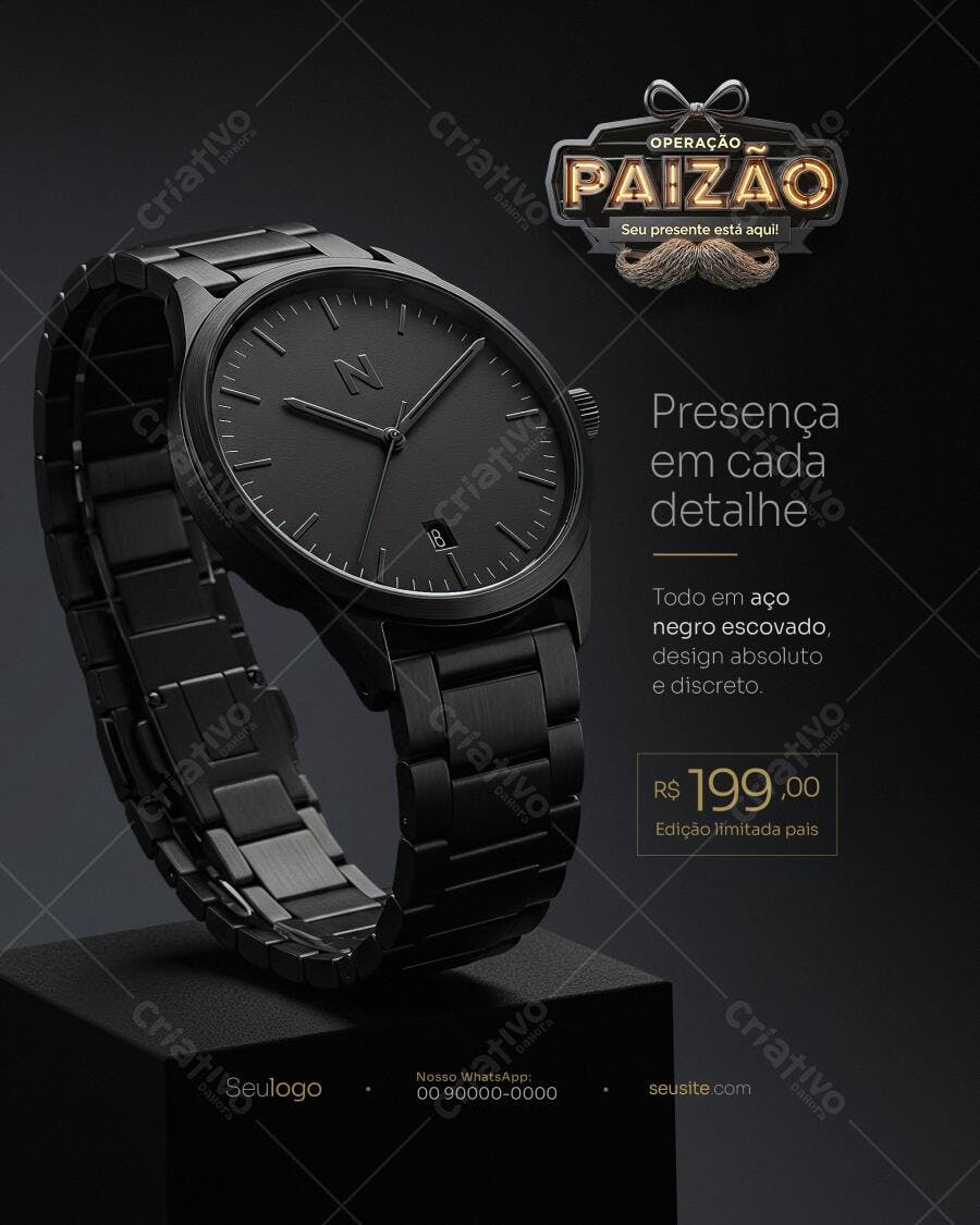 Relógio Dia dos Pais PSD Editável