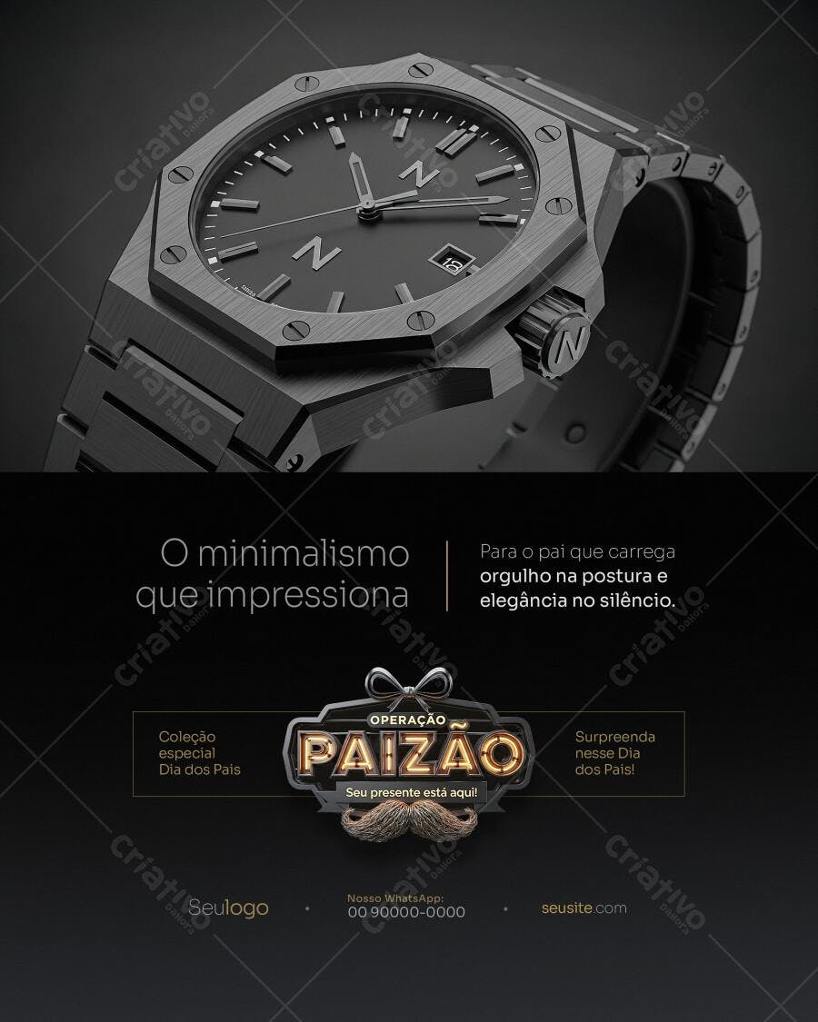 Banner Dia dos Pais Relógio Masculino PSD Editável