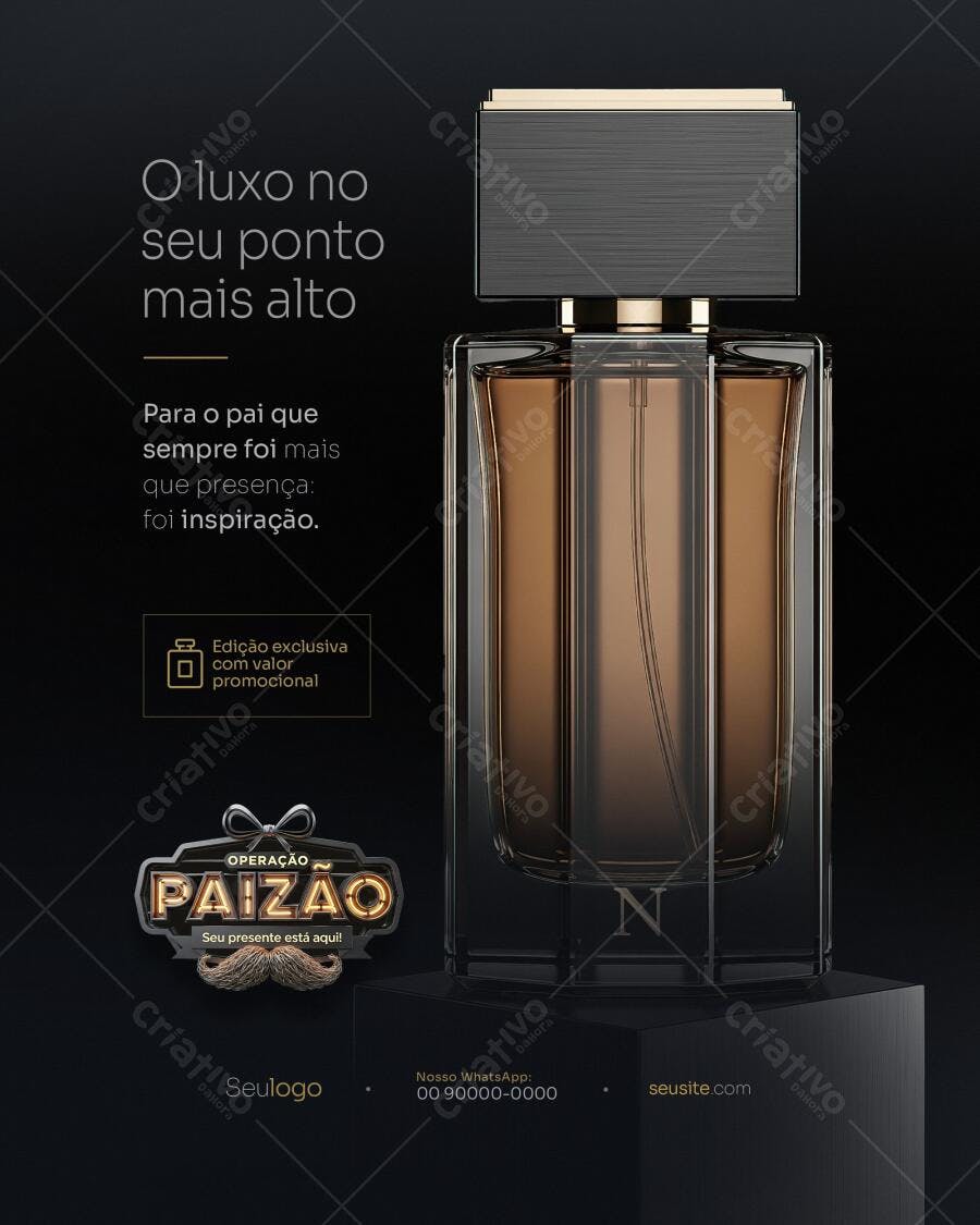 Mockup PSD para Dia dos Pais com Perfume Luxuoso