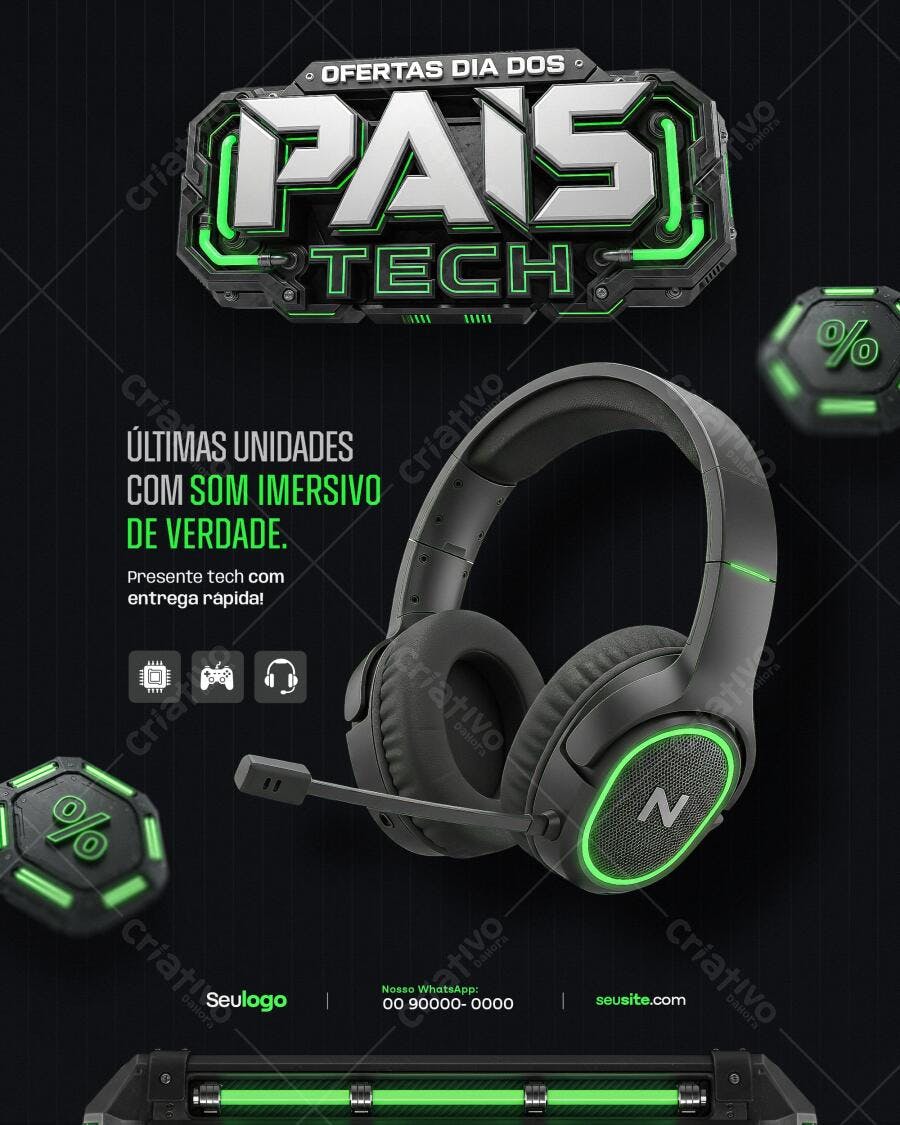 Flyer Dia dos Pais: Promoção Pais Tech PSD Editável