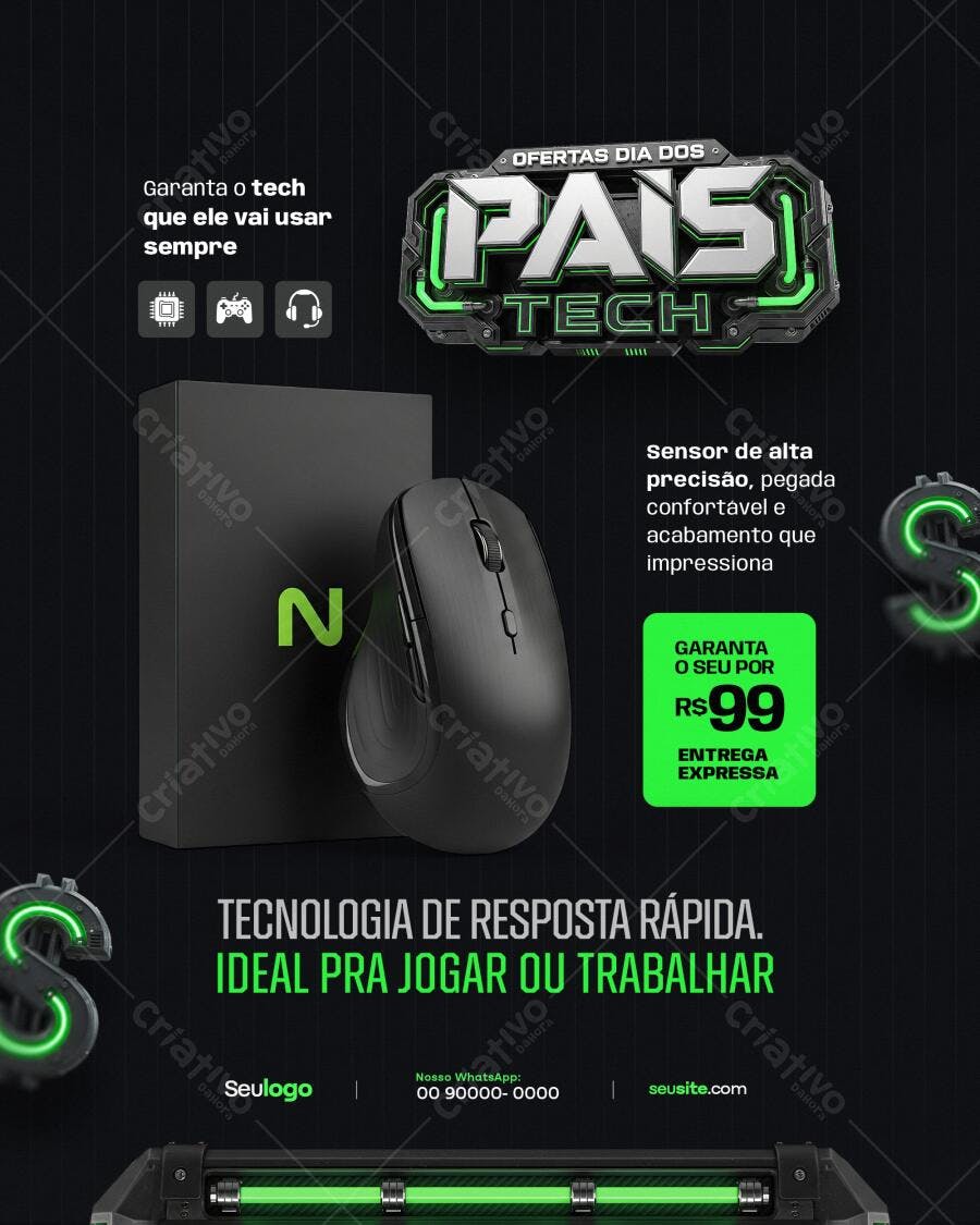 Flyer Dia dos Pais Tech PSD Editável
