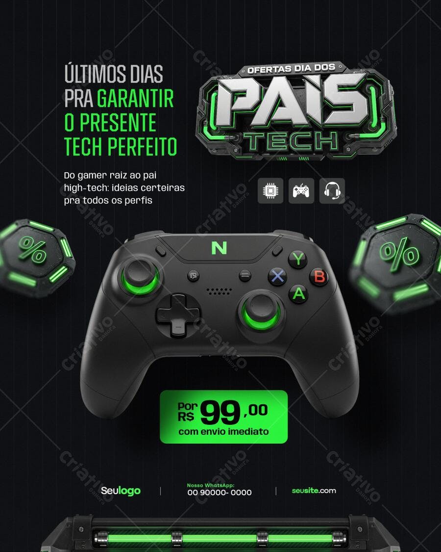 Flyer Dia dos Pais Tech PSD Editável