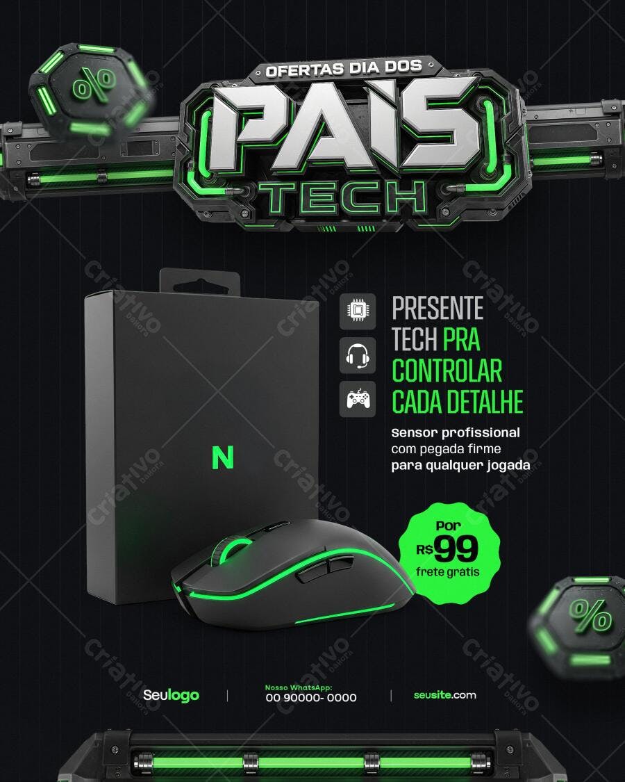 Flyer Dia dos Pais: Promoção Tech PSD Editável