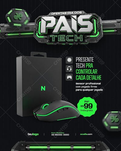 Flyer Dia dos Pais: Promoção Tech PSD Editável